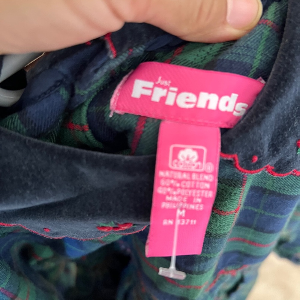 Just FRIENDS Green red Blue Plaid Dress medium girl toddler smocked velvet - Picture 4 of 5